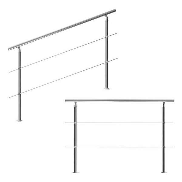 Monzana Trapleuning - Roestvrij staal - 160 cm - 2 Stutten