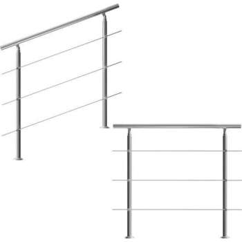 Monzana Trapleuning - Roestvrij staal - 120 cm - 3 Stutten