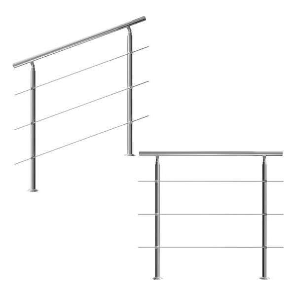 Monzana Trapleuning - Roestvrij staal - 120 cm - 3 Stutten