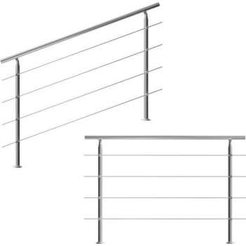 Monzana Trapleuning - Roestvrij staal - 160 cm - 4 Stutten