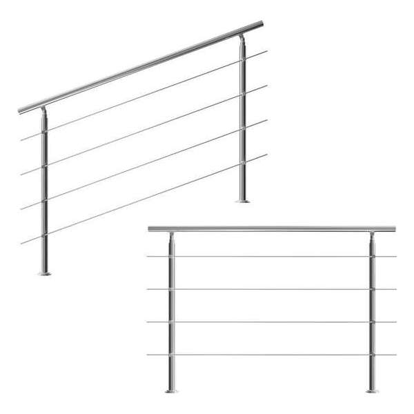 Monzana Trapleuning - Roestvrij staal - 160 cm - 4 Stutten