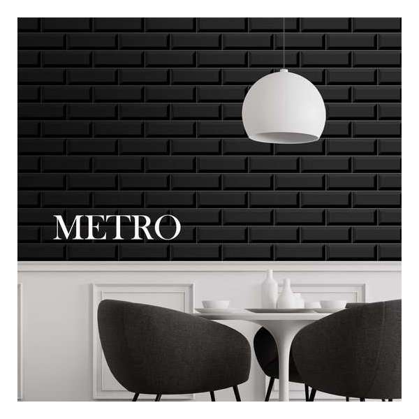 ARMAN`S METRO WANDTEGEL 10X20 CM ZWART GLANS