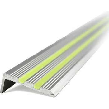 Aluminium trapneusprofiel glow-in-the-dark Grijs  x 1000 mm x