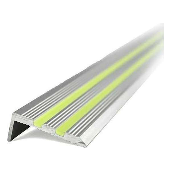 Aluminium trapneusprofiel glow-in-the-dark Grijs  x 1000 mm x