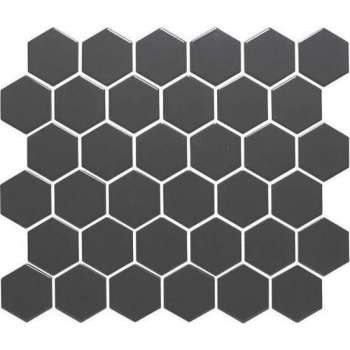 0,91m² - Mozaiek Tegels - Barcelona Hexagon Donker Grijs Mat 5,1x5,9