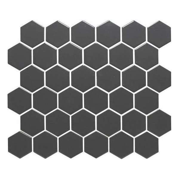 0,91m² - Mozaiek Tegels - Barcelona Hexagon Donker Grijs Mat 5,1x5,9