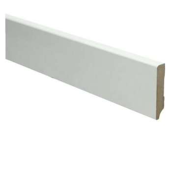 Hoge plinten - MDF - Moderne plint 55x12 mm - Wit - Voorgelakt - RAL 9010 - Per stuk 2,4m