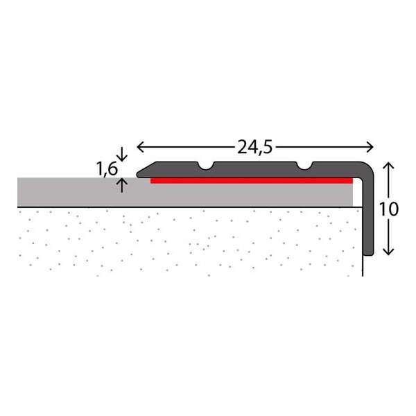 Aluminium trapprofiel zelfklevend - L-profiel - 10mm x 2,70m