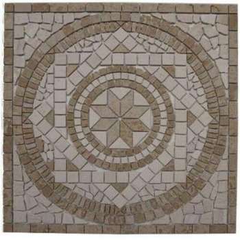 Mozaiek tegel - Medallion - Marmer - 60 x 60cm - bruin beige creme