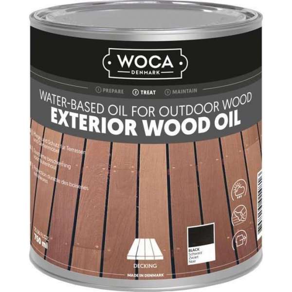 Onderhoudsolie - Woca - Exterior oil - Zwat - 0,75 L