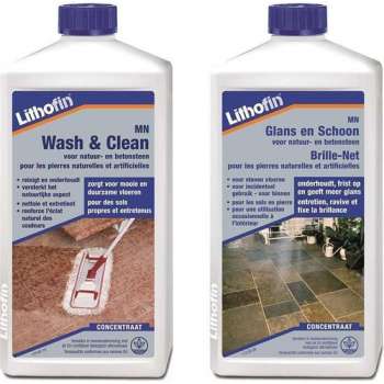 MN Voordeelpakket - Wash en Clean & Glans en Schoon - NATUURSTEEN - Lithofin - 2 x 1L