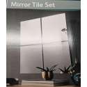 spiegeltegelset 28x28x0,3 cm/ mirror tile set/ set de miroirs carres 4 stuks