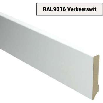 Hoge plinten - MDF - Moderne plint 90x15 mm - Wit - Voorgelakt - RAL 9016 - Per stuk 2,4m