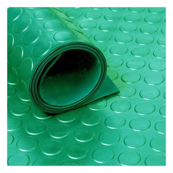 Rubber loper per meter bestelbaar - rubbermat op rol Noppen 3mm groen - Breedte 120 cm - Geurloos