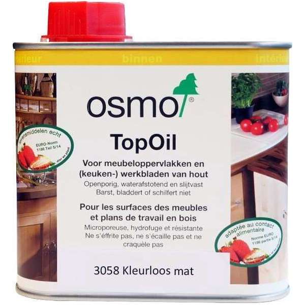 Olie - Top Oil - hout olie - Mat - Maakt - Waterafstotend en slijtvast - Anti blader en schilferen - Kleurloos - 0,5L