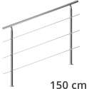 Monzana trapleuning edelstaal – 150 cm met 3 horizontale spijlen – balustrade