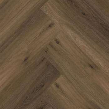 Ambiant Spigato Warm Brown 1.132 m² | Lijm PVC vloer | Visgraat look | Donker bruin