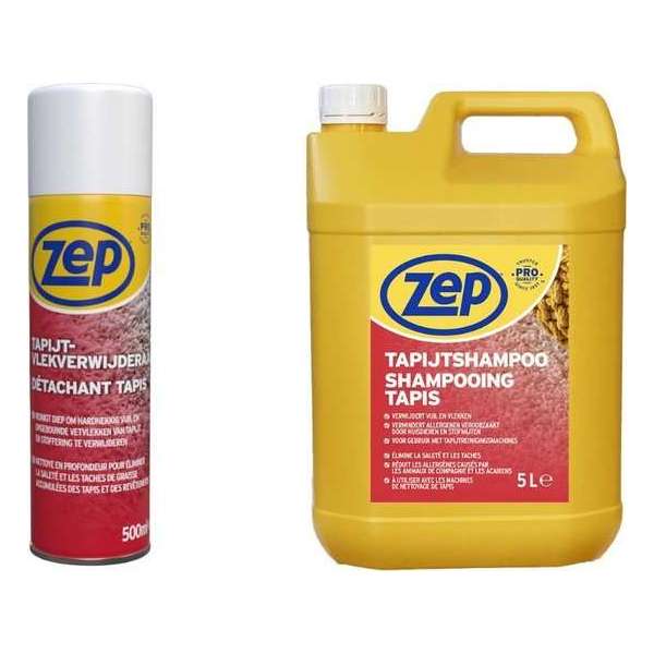 ZEP Tapijt Vlekverwijderaar - 500 ml en ZEP Tapijtshampoo - 5 L