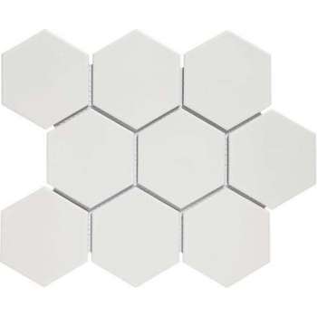 0,76m² - Mozaiek Tegels - Barcelona Hexagon Wit Mat 9,5x11