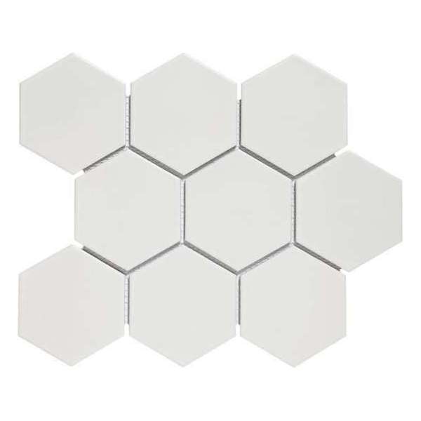 0,76m² - Mozaiek Tegels - Barcelona Hexagon Wit Mat 9,5x11