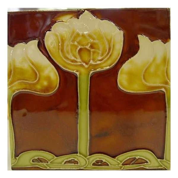 Keramische tegels - Art Nouveau tegels bloemen - Set van 10