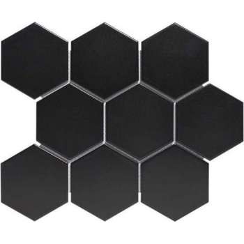 0,76m² - Mozaiek Tegels - Barcelona Hexagon Zwart Mat 9,5x11