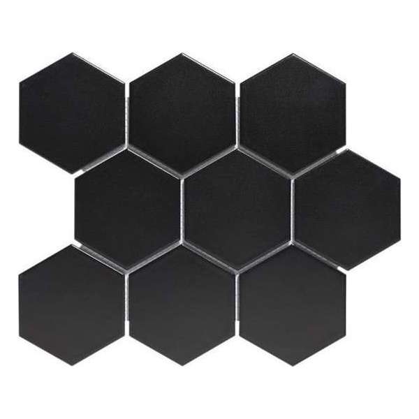 0,76m² - Mozaiek Tegels - Barcelona Hexagon Zwart Mat 9,5x11