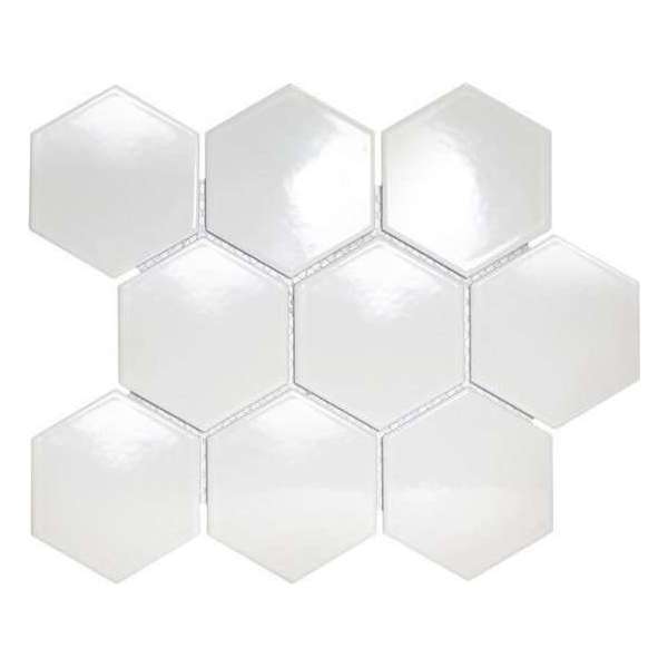 0,76m² - Mozaiek Tegels - Barcelona Hexagon Wit 9,5x11