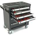 HBM 154 Delige Premium Gevulde gereedschapswagen Met Deur en Carbon Inlays- ZWART