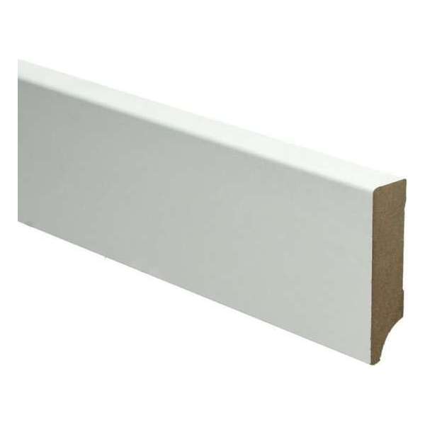 Hoge plinten - MDF - Moderne plint 70x18 mm - Wit - Voorgelakt - RAL 9010 - Per stuk 2,4m