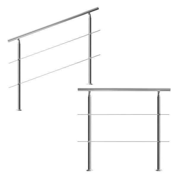 Monzana Trapleuning - Roestvrij staal - 150 cm - 2 Stutten