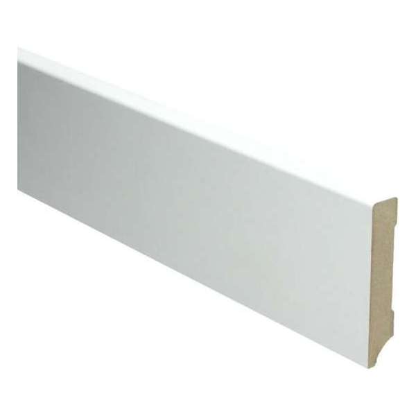 Hoge plinten - MDF - Moderne plint 90x18 mm - Wit - Voorgelakt - RAL 9016 - Per stuk 2,4m