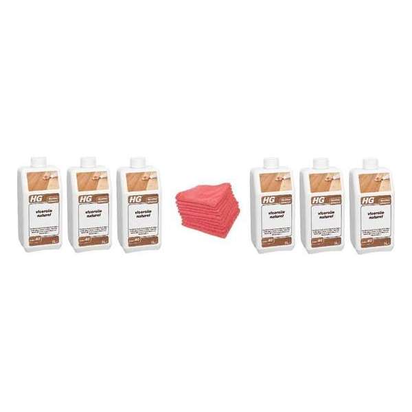 HG houten vloeren vloerolie naturel (HG product 60) Doos 6 Stuks + 10 Microvezeldoeken