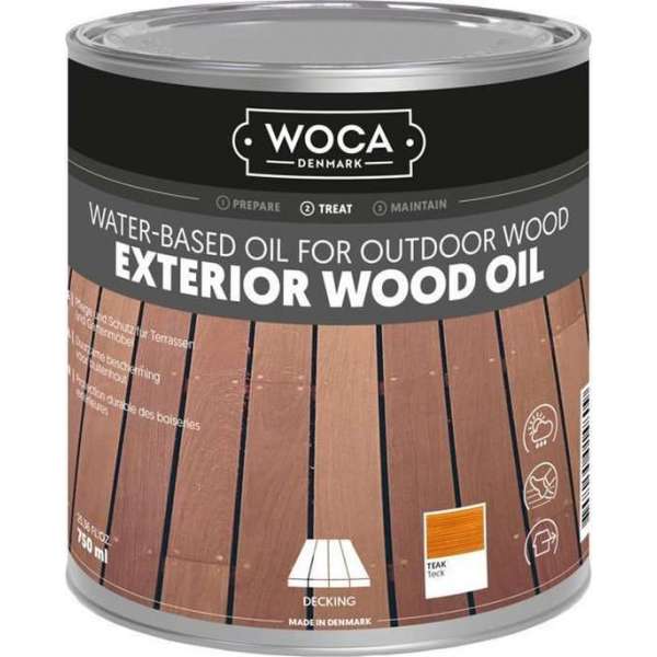 Onderhoudsolie - Woca - Exterior oil - Buitenhout - Teak - Houtolie - 0,75 L