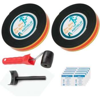 ANTISLIPRUBBERTAPE Antislip trap tape Ronde hoekjes - Doehetzelf set - Antraciet