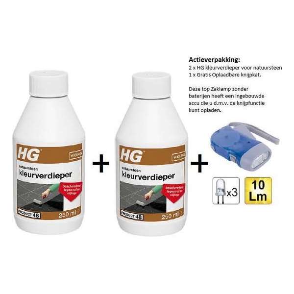 HG natuursteen kleurverdieper (product 48) 250 ml - 2 stuks - Gratis Knijpkat - Gratis Zaklamp