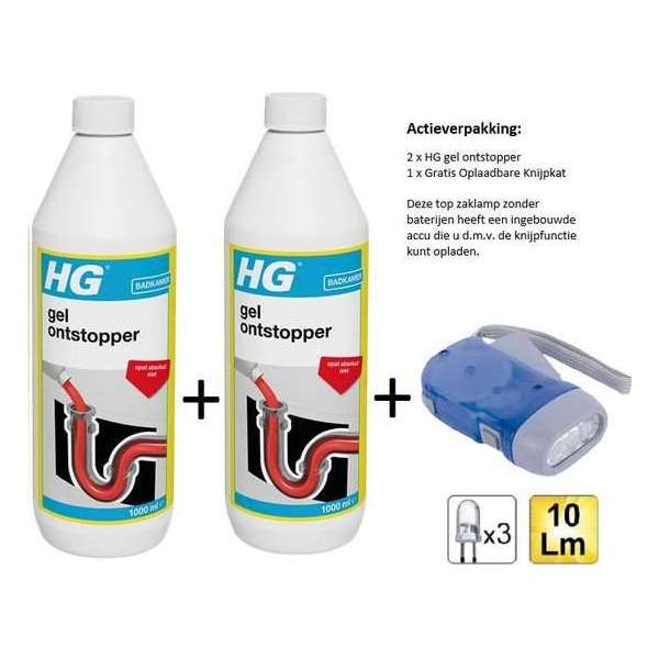 HG gelontstopper - 2 stuks - Gratis Knijpkat - Gratis Zaklamp