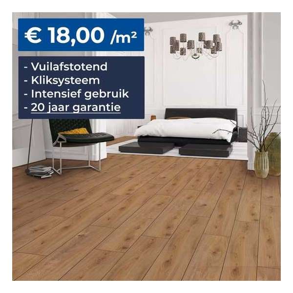 HDM Homebrand XL Laminaat - New Orleans - Vloer -  Kliksysteem – Embossed - 8mm – 20 Jaar Garantie