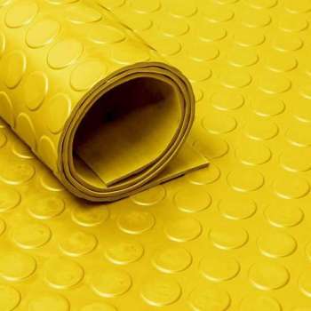 Rubber loper per meter bestelbaar - rubbermat op rol Noppen 3mm geel - Breedte 120 cm - Geurloos