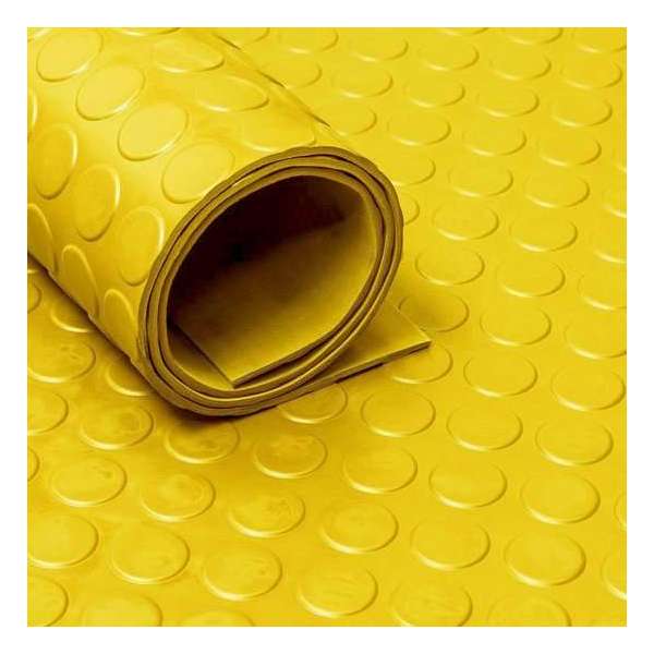 Rubber loper per meter bestelbaar - rubbermat op rol Noppen 3mm geel - Breedte 120 cm - Geurloos