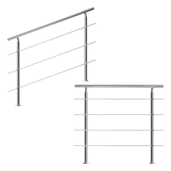 Monzana Trapleuning - Roestvrij staal - 150 cm - 4 Stutten