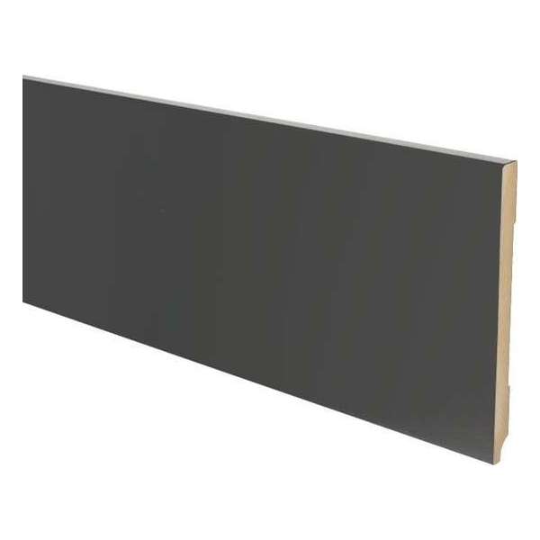 Hoge plinten - MDF - Moderne plint 150x12 mm - Zwart - Voorgelakt - RAL 9005 - Per stuk 2,4m