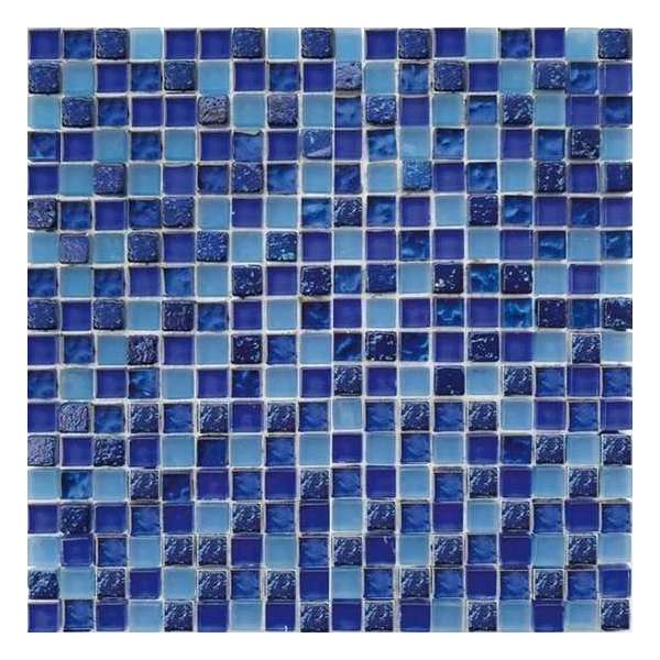 Alfa Mosaico Mozaiek Fantasia mix blauw travertine/glas 1,5x1,5x0,8 cm -  Mix, Blauw Prijs per 1 matje.