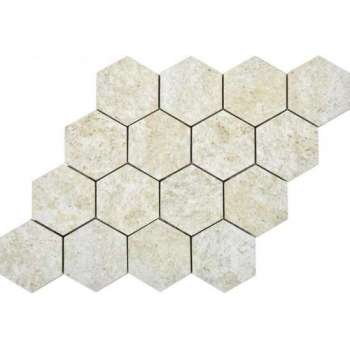 Keramische tegel Basaltic Perla Mosaic 26,5x39 - Woodson and Stone - parelwit