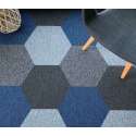 HEXAGON tapijttegel | blauw | polyamide luspool | 3,12 m2 (20 tegels)