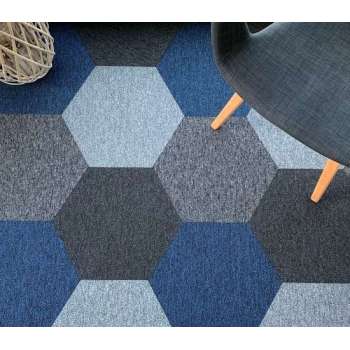 HEXAGON tapijttegel | blauw | polyamide luspool | 3,12 m2 (20 tegels)