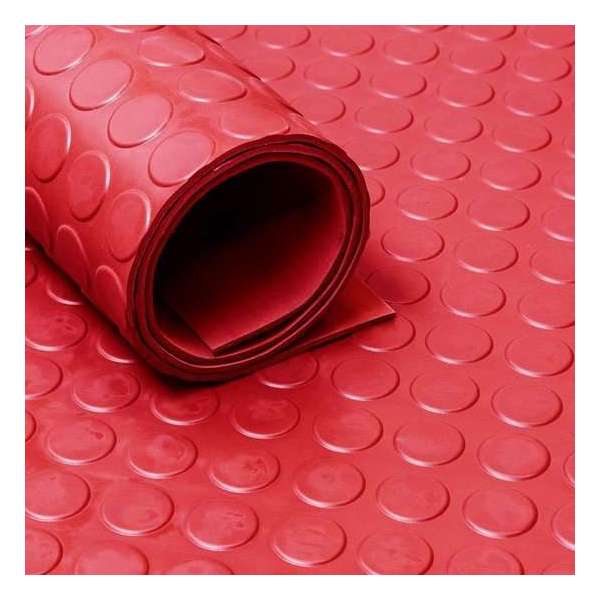 Rubber loper Per meter bestelbaar - rubbermat op rol Noppen 3mm rood - Breedte 100 cm - Geurloos