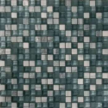 Alfa Mosaico Mozaiek Illusion mix grijs-zwart glas/marmer 1,5x1,5x0,8 cm -  Mix, Grijs, Zwart Prijs per 1 matje.