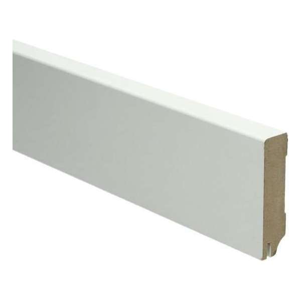 Hoge plinten - MDF - Moderne plint 70x18 mm - Uitsparing - Wit - Voorgelakt - RAL 9010 - Per stuk 2,4m