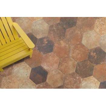 Hexagon tegel | Pompei | 20 x 24 cm | Marron